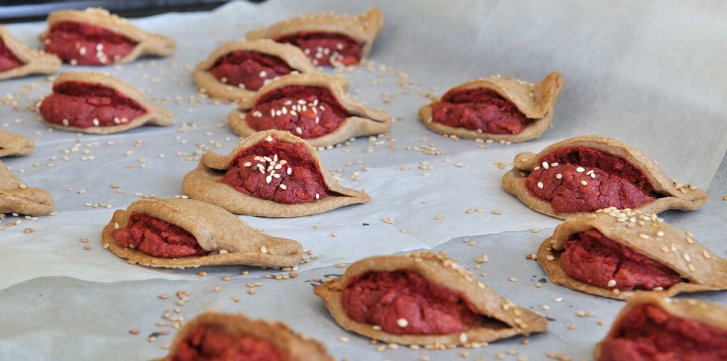 Almonds sunflower seeds and beets filled vegan empanadas