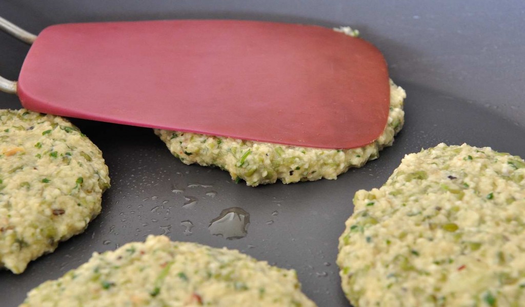 Mung Bean Patties Over Cauliflower Cream