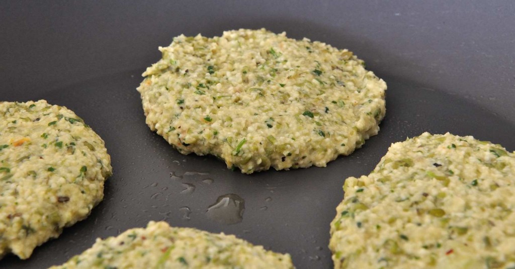 Mung Bean Patties Over Cauliflower Cream