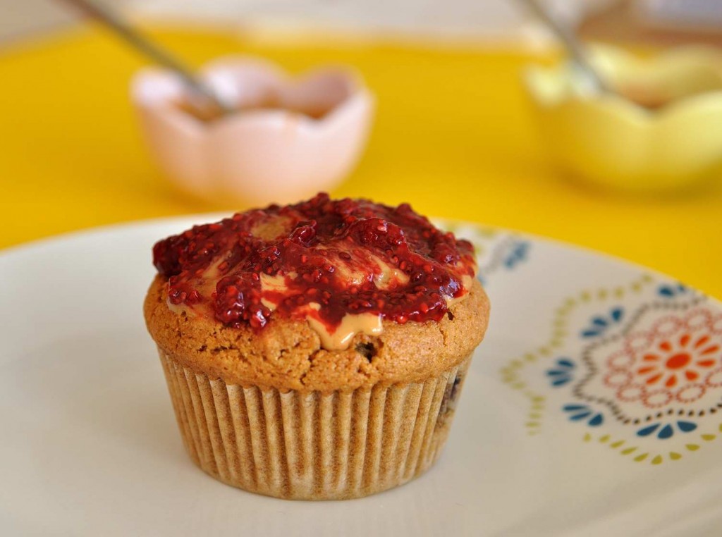 Peanut Butter and Jam One Bowl Vegan Muffins