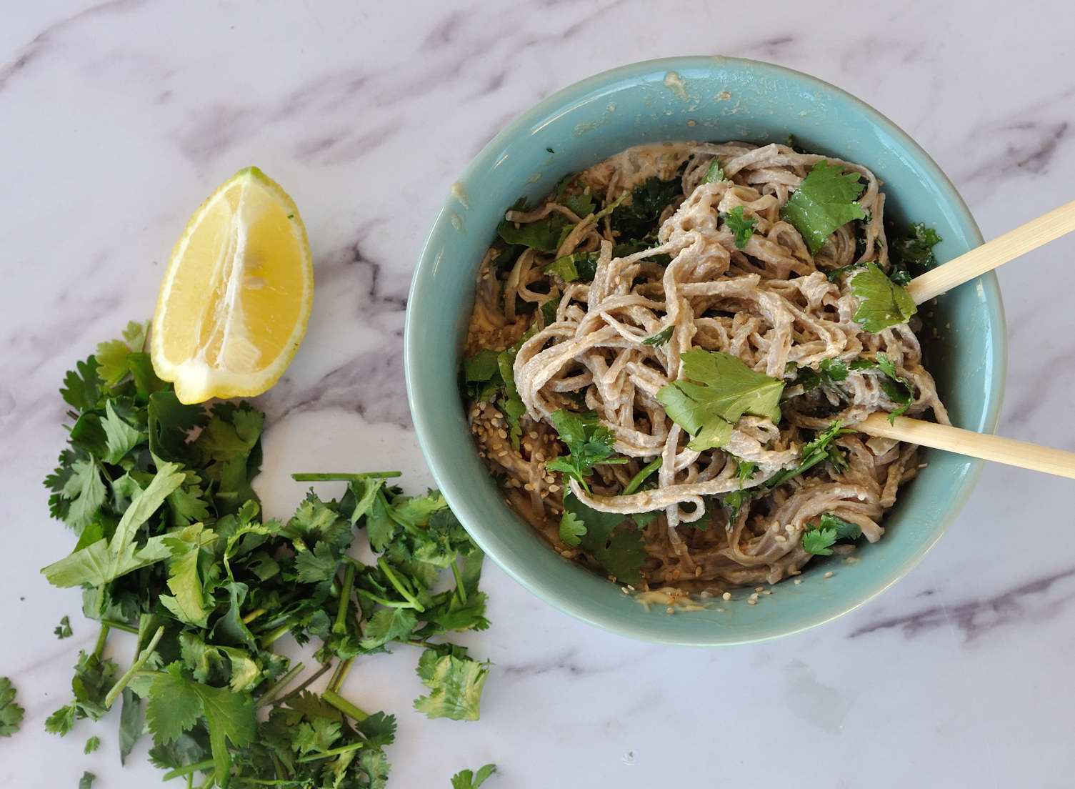 Soba Peanut Butter Noodles Bowl.