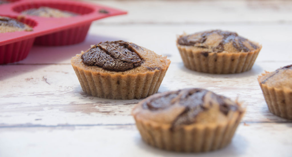 Vegan Vanilla Muffins With "Nutella" Swirl