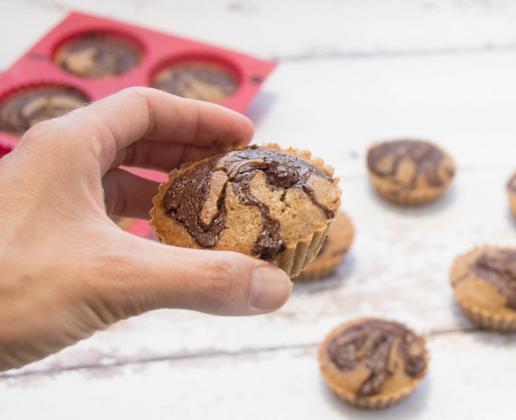 Vegan Vanilla Muffins With "Nutella" Swirl