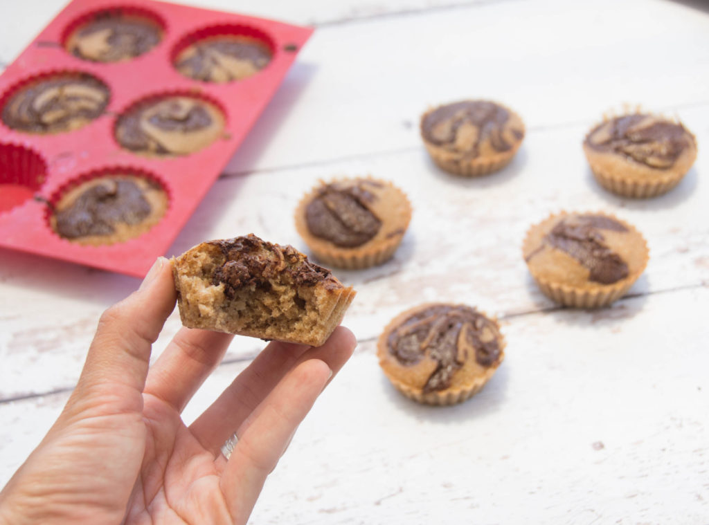 Vegan Vanilla Muffins With "Nutella" Swirl