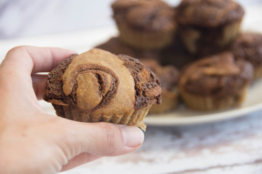 Vegan Vanilla Muffins With "Nutella" Swirl