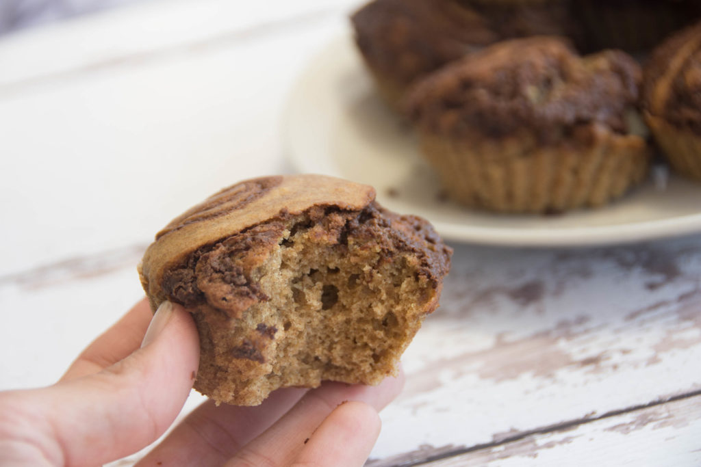 Vegan Vanilla Muffins With "Nutella" Swirl