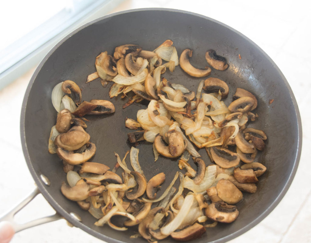 Pan Fried Potatoes With Mushrooms, Onions And Cashew Cream