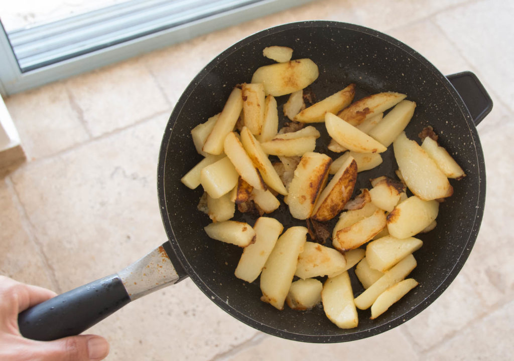 Pan Fried Potatoes With Mushrooms, Onions And Cashew Cream